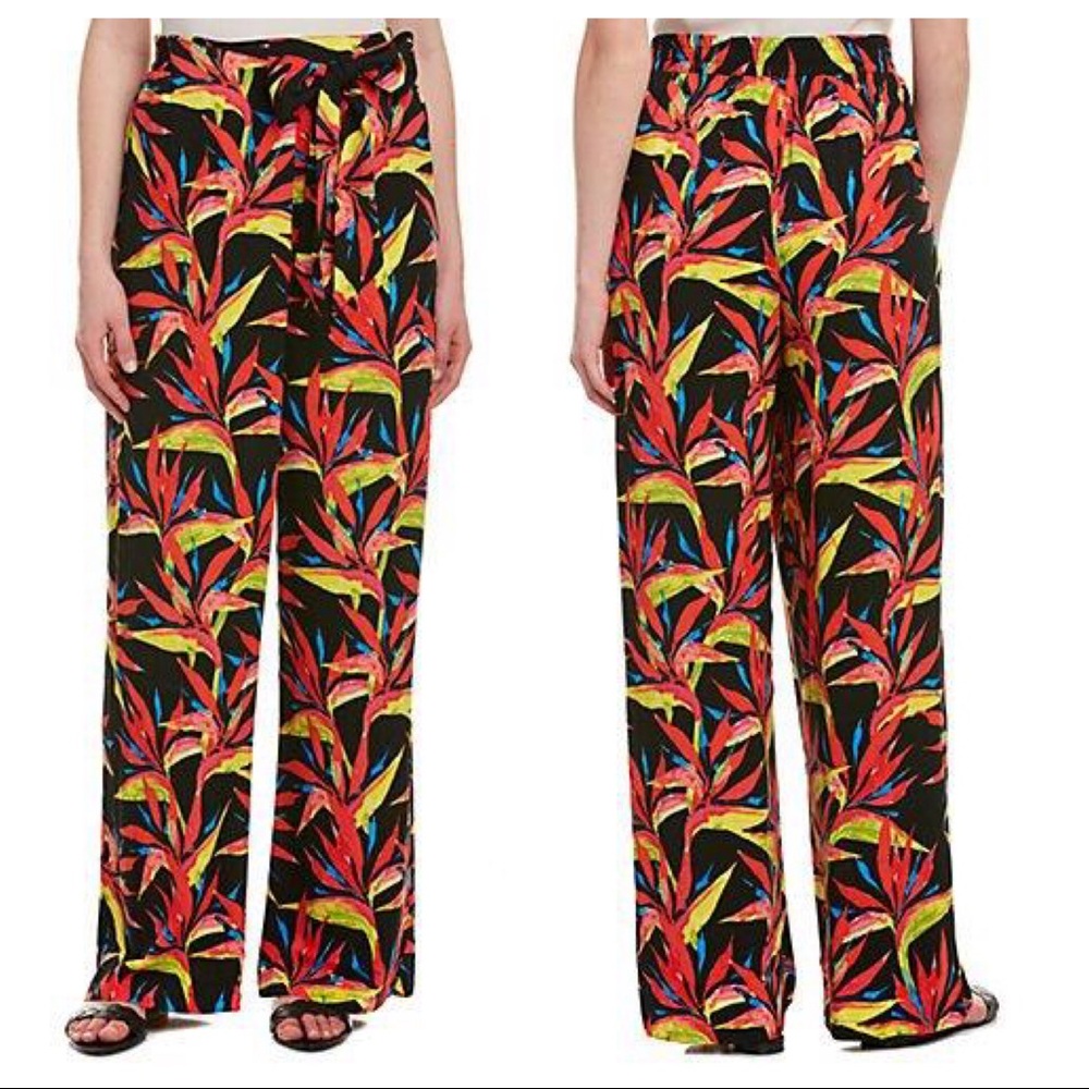 ELLA MOSS Wide Leg Black Multi Color Palazzo Pants